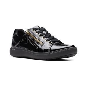 NWT Clarks Women's Nalle Lace Sneakers Black Patent Synthetic 8 Medium